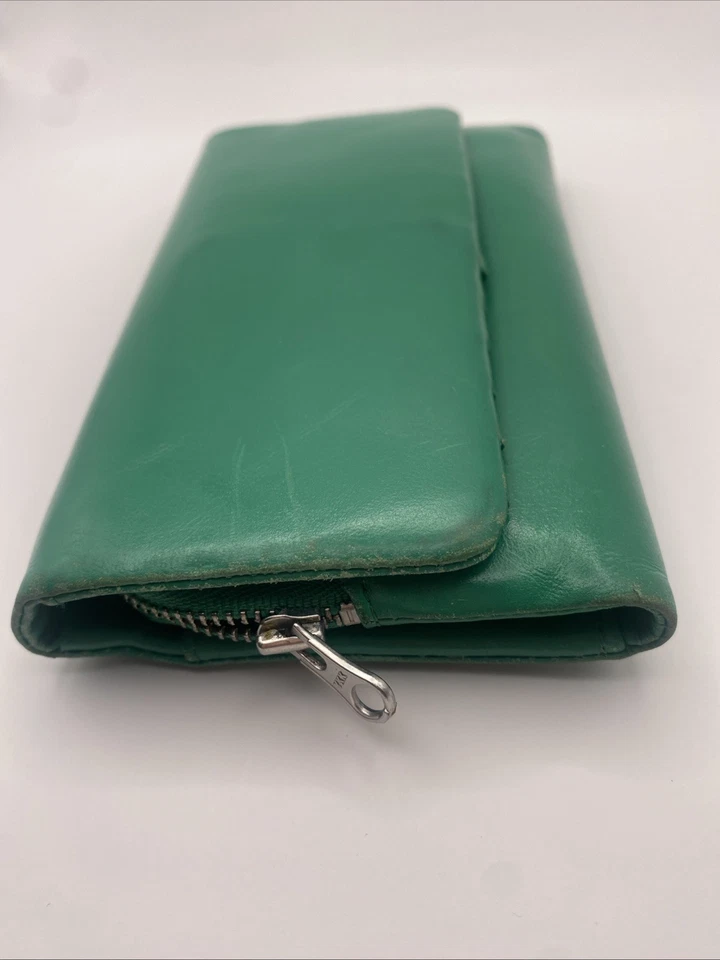 STATUS ANXIETY Audrey Wallet in Emerald, Zip For Coins. Cards, Leather some wear - image 3 of 4