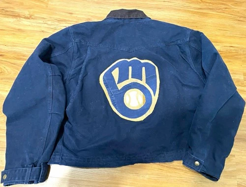 Milwaukee Brewers custom 1/1 cropped Carhartt Men's XL  button up jacket coat - product listing photo
