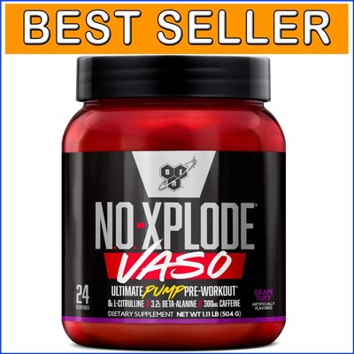 N.O.-XPLODE Vaso Pre-Workout Powder - Grape Fury, 24 Servings for Ultimate Pump