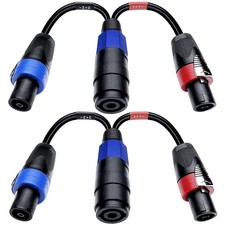 CNCESS Speakon 4-Pole to Dual 2-Pole Breakout Splitter Cable, 1 Female to 2 M...
