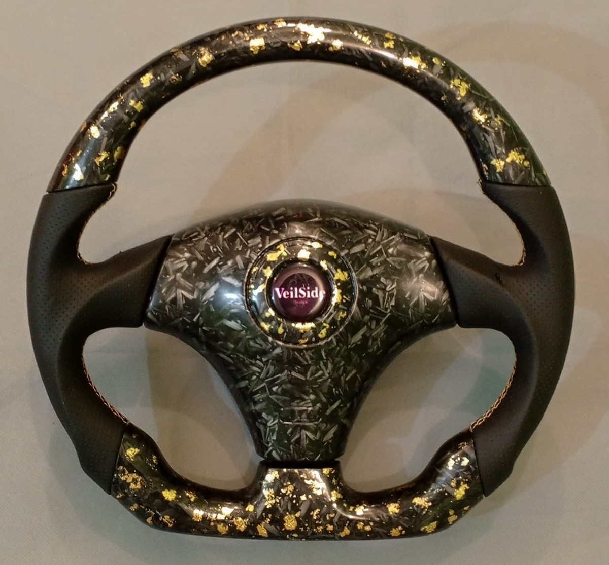 VeilSide Forge Carbon Gold Flake Leather Steering Wheel - Toyota