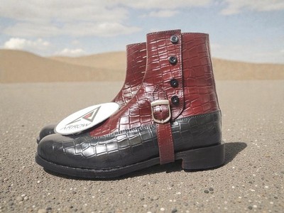 Handcrafted Croc. Texture  Leather Men Ankle Boot Side Zipper Boots