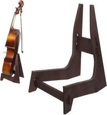 Cello Stand, Wooden Stand with Bow Holder,Detachable Dark walnut
