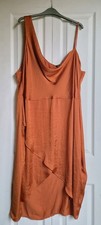 New With Tags BOOHOO Rust Satin Wrap Midi Dress Plus Size UK 28