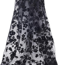 2 Yards Floral Embroidered Lace Fabric, 59" Width Exquisite Black Rose Tulle Lac