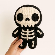 Crochet Skeleton Plush, Amigurumi Halloween Toy, Handmade Soft Doll Gift