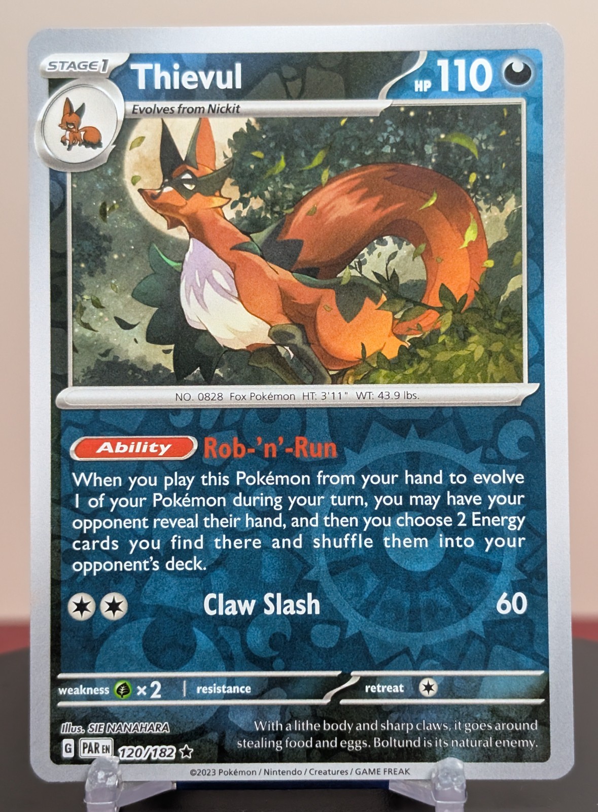 Pokemon Thievul #120/182 English Paradox Rift Reverse Holo