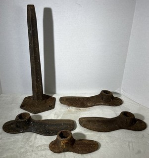 Vintage Cast Iron Cobbler Lot W/ Stand And 4 Molds