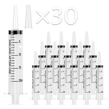 30 Pack 20mL Syringes, Plastic Syringes with Catheter Tip and Cap, Individual...