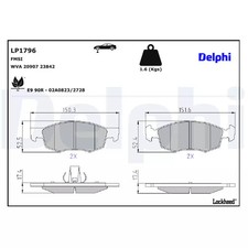 Jeu de plaquettes de frein avant DELPHI LP1796 FIAT DOBLO 1.9 JTD