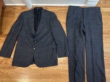 Evan Picone Suit Jacket Pants Set Windowpane 100 Wool Men  s 42R Vintage