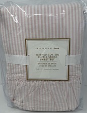 New Pottery Barn Teen Washed Cotton Ruffle FULL Sheet Set ~Powdered Blush~