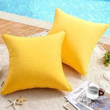 2 Decorative Outdoor Waterproof Pillow Covers 18x18 Inch - Yellow