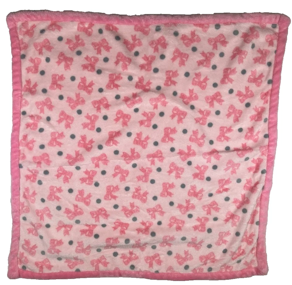 Manta Absorba Rosa Lazo Gris Punto Bebé Niña Lovey 28x30 Vellón Suave Seguridad Usada en Excelente Condición Foto 3 de 3