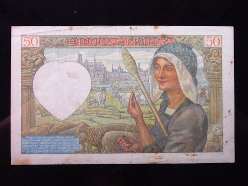 France 50 Francs 1941 h5458 P93 Banque Francaise Banknote Money - Picture 3 of 3