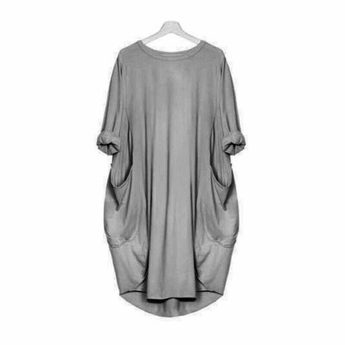 New Womens Casual Oversized Long Sleeve Dress Ladies Pockets Baggy T-Shirt Tops - Picture 10 of 33
