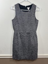 J Crew Women's Sleeveless Sheath Dress Size 4 Petite Wool Blend Gray Tweed