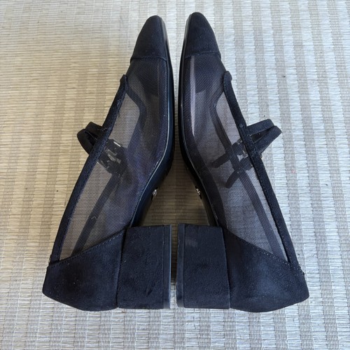 Zara Womens Mary Jane Block Heel Flats Black Suede Sheer Double Strap EU 35 US 5 - Picture 16 of 20