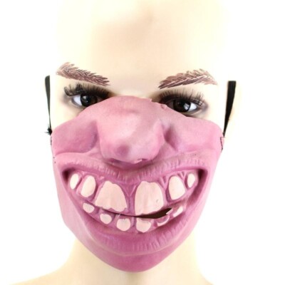 Große GOOFE Zahnmaske halbes Gesicht lustig Lächeln Grinsen Masken Erwachsene Kostüm Zubehör