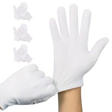 3 Pairs White Cotton Gloves, Premium Cotton Gloves for Dry Hands Sleeping