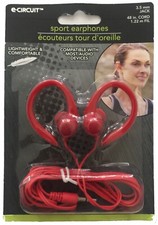 Sport Earphones Ear Buds Red Comfortable 3.5mm Jack 4-ft Cord For Smartphones