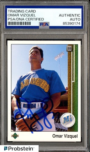 Omar Vizquel Mariners Signed 1989 Upper Deck #787 RC Rookie PSA/DNA AUTO
