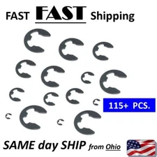 External Retaining Ring E-Clip Assortment BULK Pack of 115+ piece Spring Steel