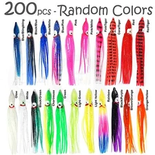 200pcs 4.75" Squid Skirts Octopus Hoochies Fishing soft Lures Random Colors 12cm