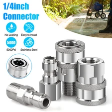 4Pcs 1/4'' NPT Stainless Steel Quick Connect Fitting Pressure Washer Adapter Set