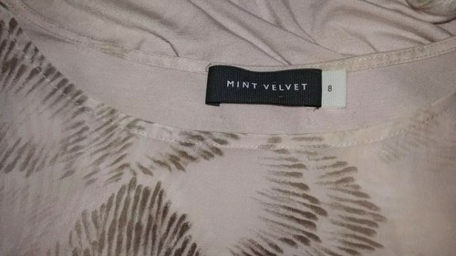 MINT VELVET SILK FRONT TOP SIZE 8 nude brown ruffle frill hem - Picture 5 of 11