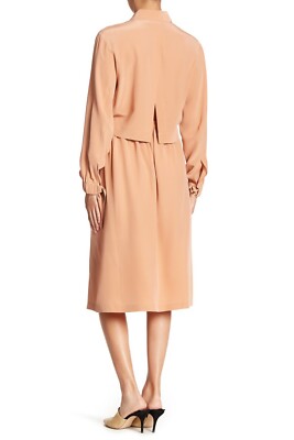 vince gathered long sleeve dress Vince Women's Draped Wool-Blend Crewneck Midi-Dress - Black