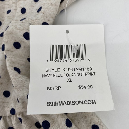 89th and MADISON Blouse Women’s XL Peplum Polka Dot Linen Spandex Blend Stretch - Picture 5 of 7