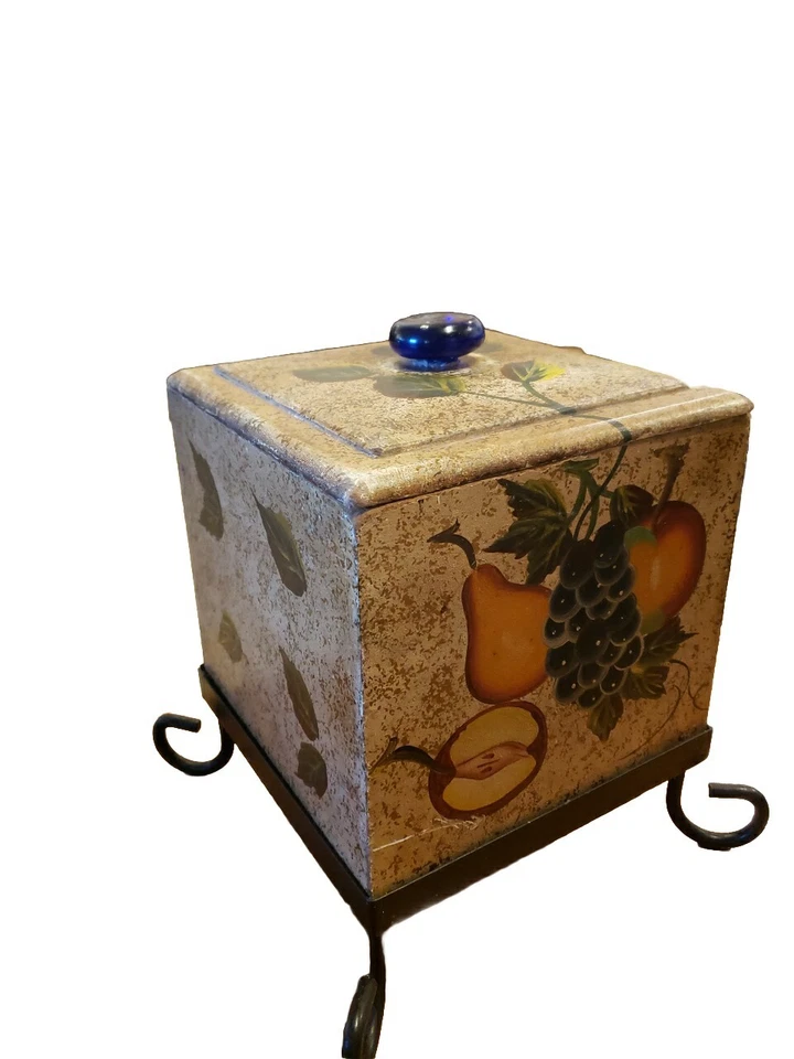 Wooden Kitchen Storage Box With Metal Legs For Fruits , Counter Top Deco - Image 3 of 4
