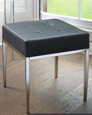 Vanity Dressing table Stool Upholstered Black PU Leather Chrome