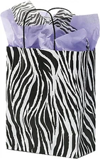 Paper Shopping Bags 100 Zebra Print Kraft Retail Gift Merchandise 8" X 5" X 10"