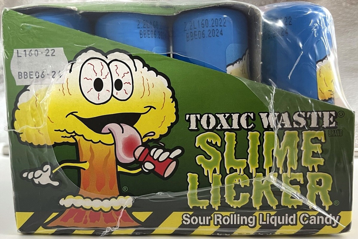 Toxic Waste Slime Licker Blue Razz and Strawberry Rolling Liquid Candy