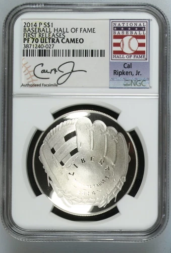 2014 P Baseball Hall of Fame Commemorative Silver Dollar NGC PF-70 ULTRA CAMEO B