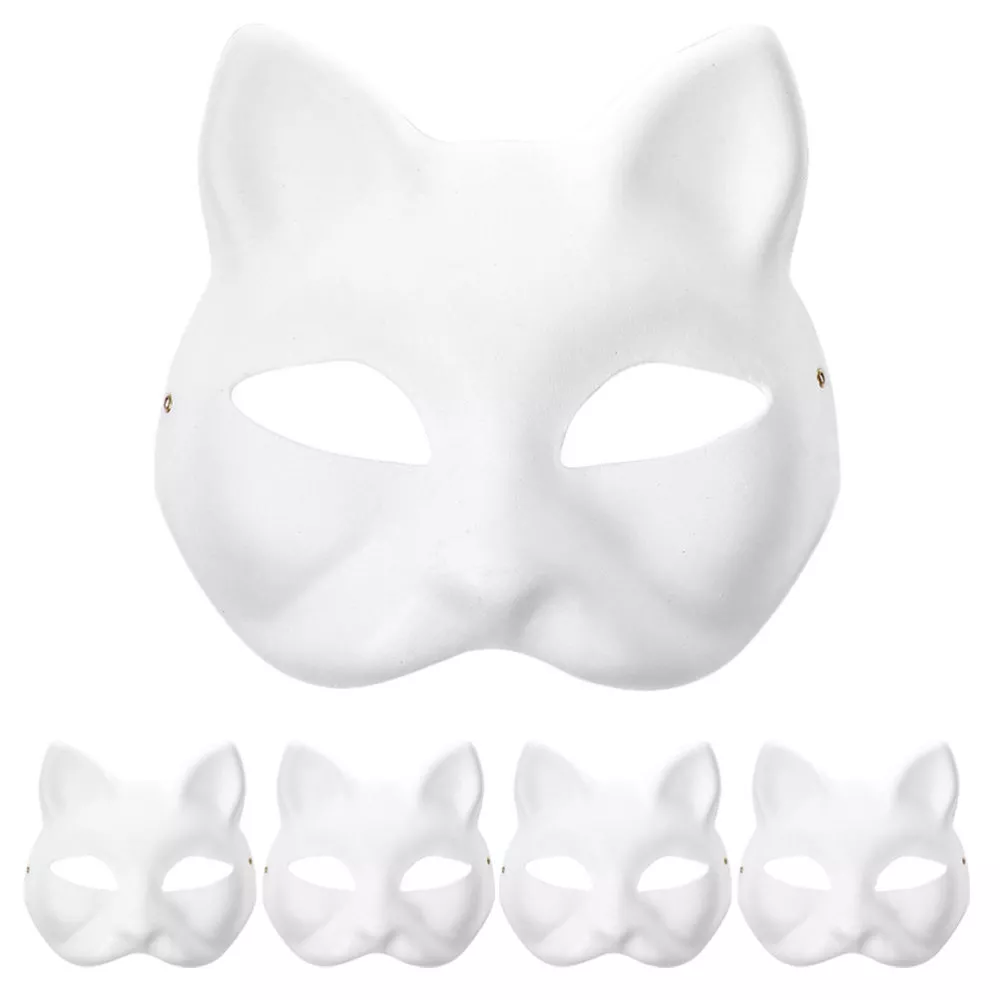 5Pcs DIY White Creative Empty Masquerade Mask Therian Mask Adults