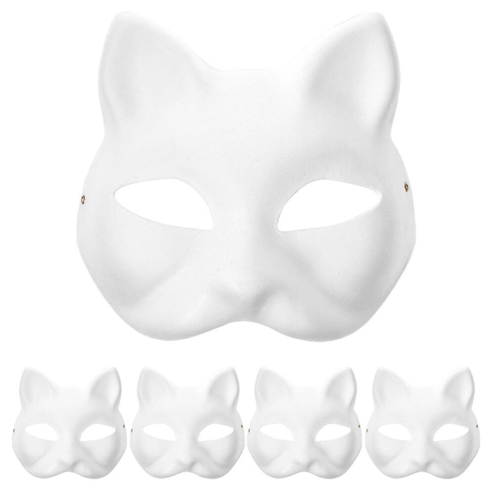 5 Pcs Therian Mask Cat Face Masquerade Halloween Masks Adults Blank