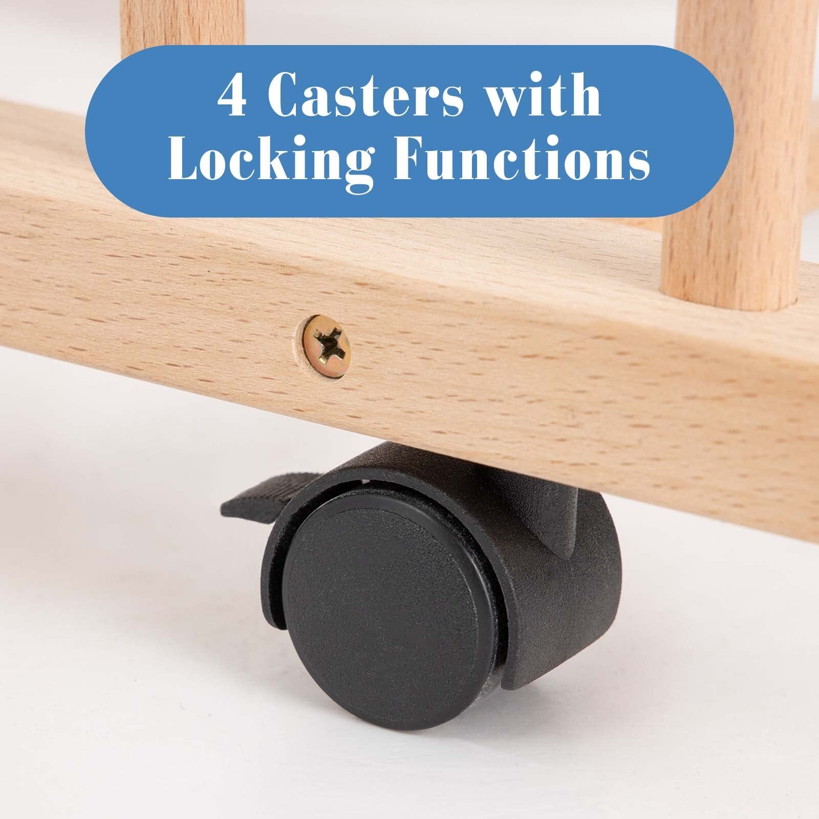 Somime Large Art Storage Rack with Four Caster Wheels Wooden Canvas