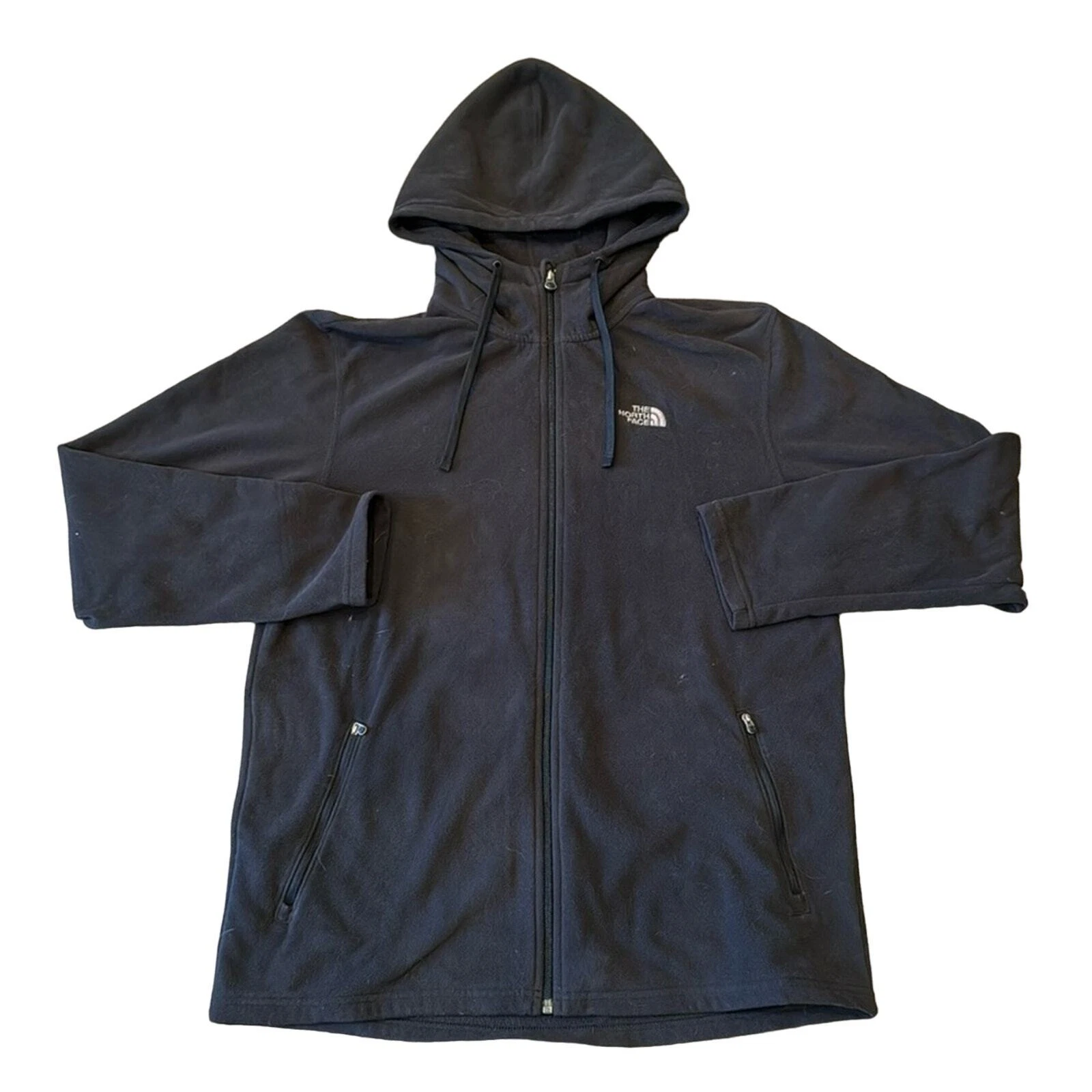 The North Face Men's Full Zip Hooded Fleece Jacket Black Size L