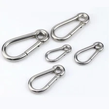 Stainless Steel Carabiner Spring Hooks Snap Clips With Eye 4 5 6 7 8 9 10 12mm