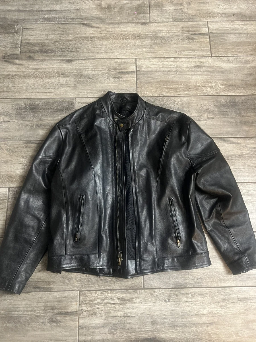 Quality Black Leather Motorcycle Racer Riding Jacket YKK zip Heavy