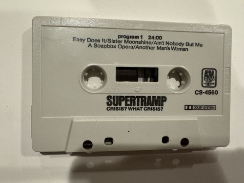 Supertramp Crisis? What Crisis? Cassette Tape 1975 U.S. Release Classic Rock - Foto 7 di 7