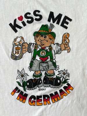 Vintage Screen Stars Kiss Me I'm German T Shirt White sz S/M Vintage Screen Stars Kiss Me I'm German T Shirt White sz S/M