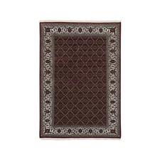 4'x6' Rich Red Hand Knotted Wool and Silk 175 KPSI Herrita Oriental Rug R64123