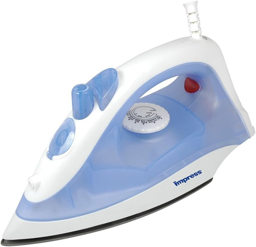 Plancha Ropa Basica 1200W Antiadherente Compacta Vapor Ajustable Azul Ligera