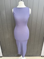 Womens Prettylittlething Navy blue ribbed midi dress size 8 New with tags