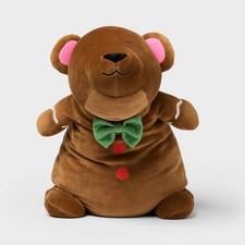 Holiday Gingerbread Bear Weighted Plush Kids' Throw Pillow Brown - Pillowfort
