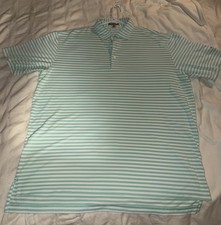 Peter Millar Golf Polo Summer Comfort Short Sleeve Large Green / White Striped